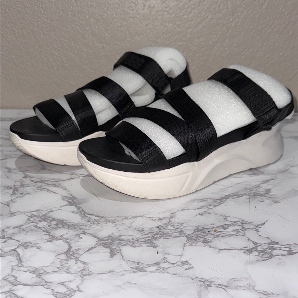 UGG Women’s LA Shores Black and White Platform Sandals - MSRP $100